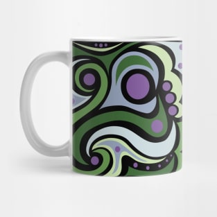 Purples and Greens Abstract with black background Mug